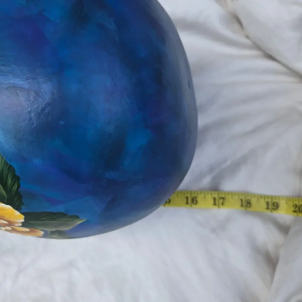 Handpainted Butterfly Hanging Gourd Birdhouse Blue Yellow Green Purple 16